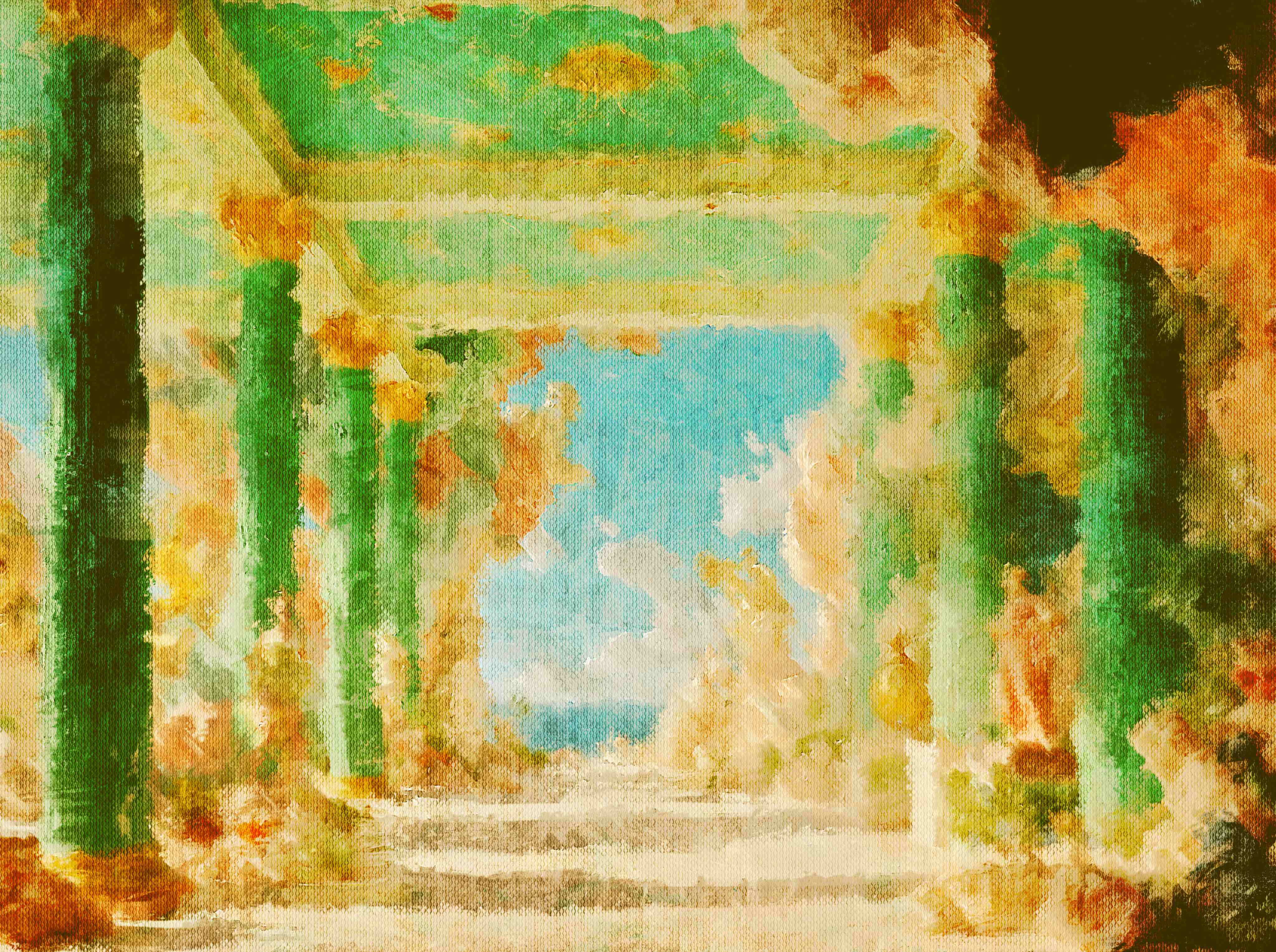 Classical columns painting - representing the treasury and gold's enduring value